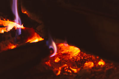 Close-up of bonfire at night