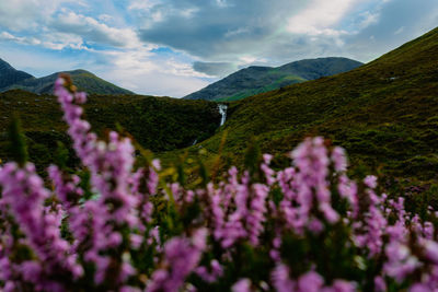 Eas a bhradain waterfall on isle of skye, western isles, scotland