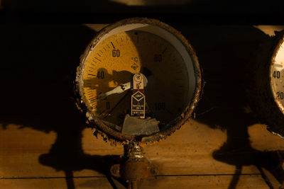 Close-up of clock on wall