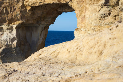 Azure window at gozo island on sunny day