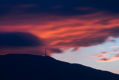 Silhouette mountain against sky during sunset