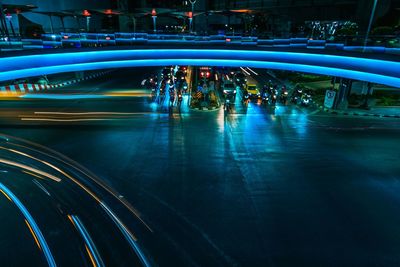 Light trails on street in city at night