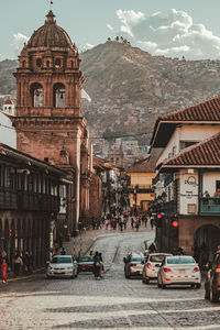Cusco street on sunset