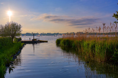 Scenic view of lake against sky