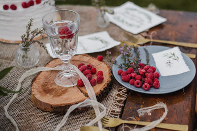 Fruit salad on table