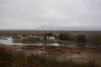 Scenic view of lake against sky