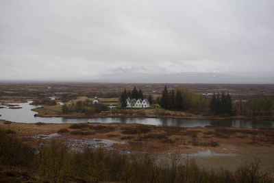 Scenic view of lake against sky