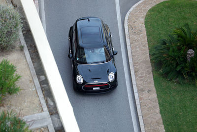 High angle view of cars on road