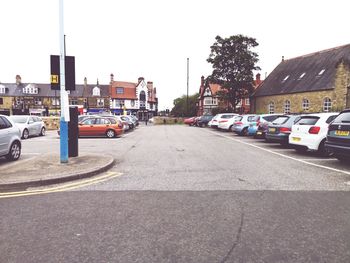 Surface level of road against clear sky