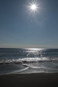 Scenic view of sea against sky on sunny day