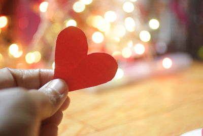 Close-up of hand holding heart shape