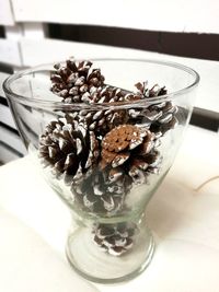 High angle view of ice cream in bowl on table