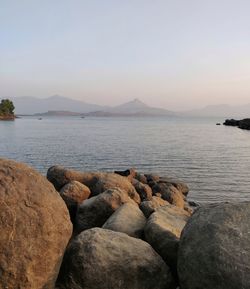 Scenic view of sea against sky during sunset