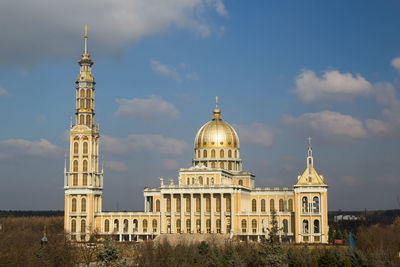 Low angle view of temple against sky