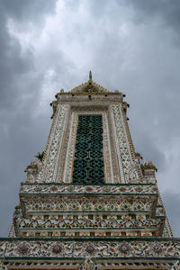 Low angle view of temple building against sky