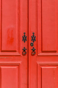 Closed door of house