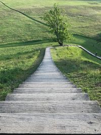 View of empty road on field