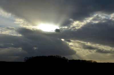 Scenic view of silhouette landscape against sky during sunset