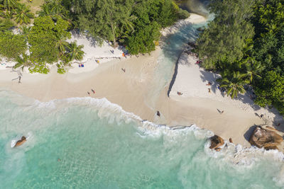 High angle view of people on beach