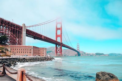 Suspension bridge over sea