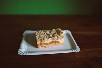 Close-up of bread in plate on table