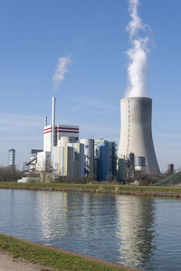 Germany, north rhine westphalia, lunen, coal fired power station over datteln hamm canal