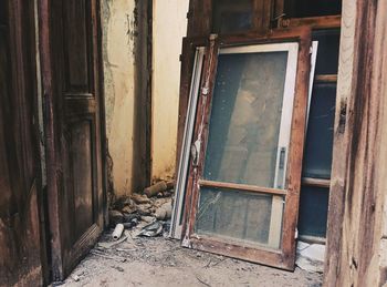 Closed door of old house