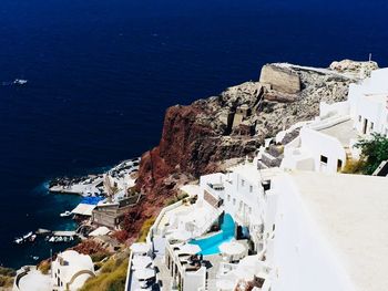 High angle view of buildings on beach