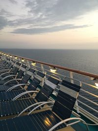 High angle view of sea against sky during sunset
