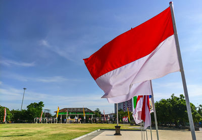 Waving flag commemoration indonesian independence day.
