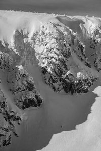 High angle view of snow covered mountain