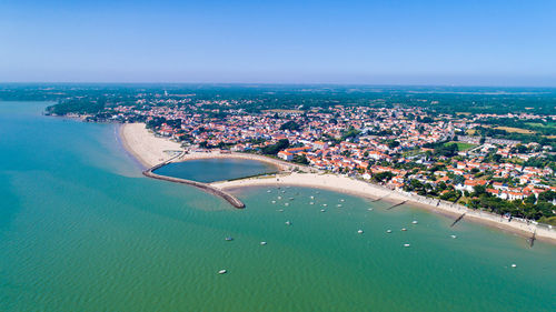 Aerial view of city at waterfront