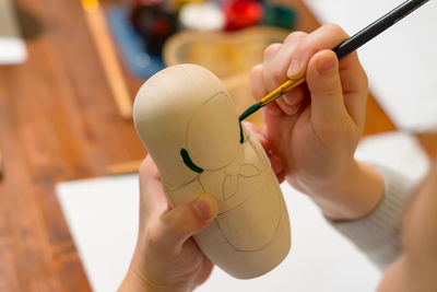 Closeup of a blank of russian nesting doll ready for painting