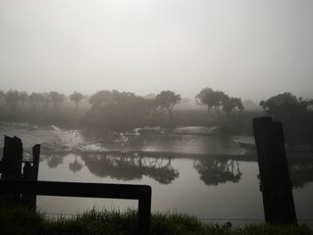 Scenic view of lake against clear sky