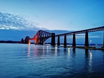 Bridge over calm river against sky