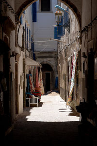 Street amidst buildings, typical siuk in morocco