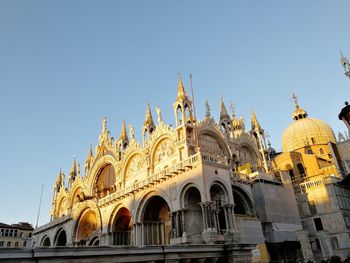 Low angle view of church against clear sky