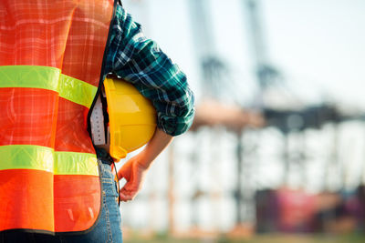 Close-up of people at construction site