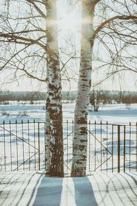 Scenic view of lake against sky during winter