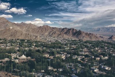 High angle view of cityscape against sky