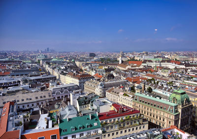 High angle view of buildings in city