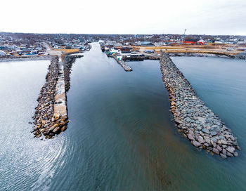 High angle view of sea against sky