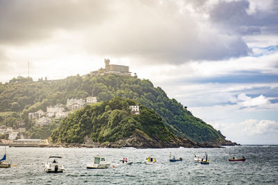 Scenic view of sea against cloudy sky