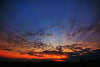 Silhouette of landscape at sunset