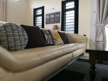 View of sofa on table at home