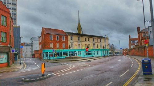 City street with buildings in background