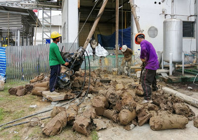 People working in park