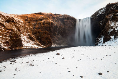 Long exposure of waterfall during winter