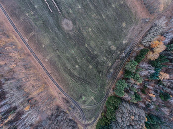 High angle view of winding road