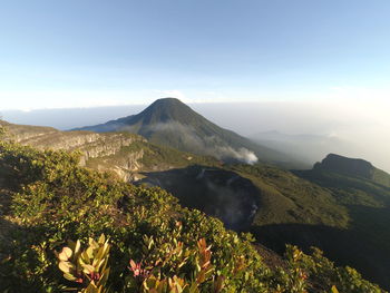 Scenic view of mountains against sky